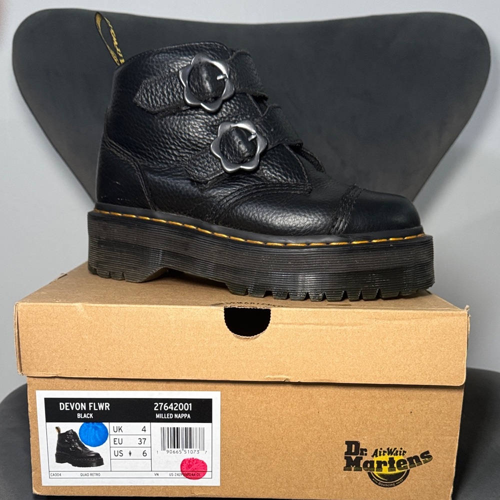Dr. Martens Black Devon Flower Boots